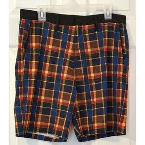 Hurley Phantom Board Shorts Men's 32 Black Red Blue Yellow Plaid